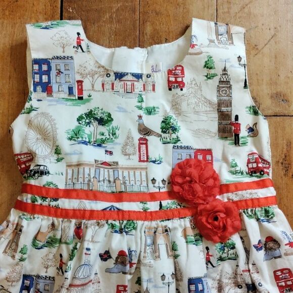 Papa Dress 4T London Themed Cotton Lined Graphic British Spring Easter - Picture 4 of 9